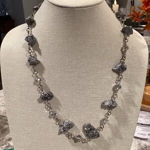 Rough Silver Pyrite Crystal Druzy Gemstone Necklace
